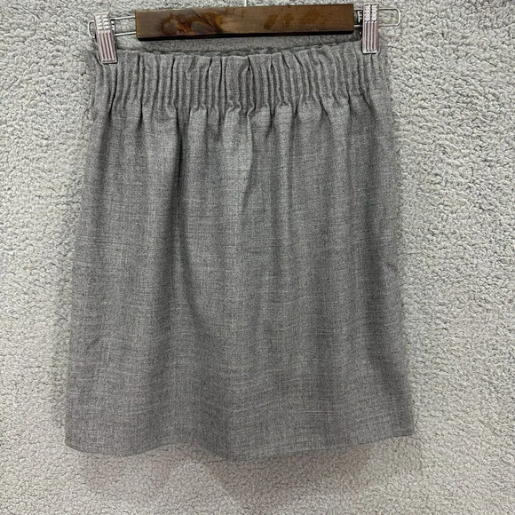 J.crew womens skirt 0 gray pull on mini wool blend paperbag waist pockets - Picture 5 of 8